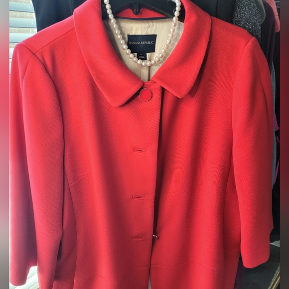 Banana Republic Red Car Coat Sz XL - Picture 5 of 7
